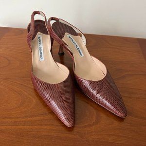Manolo Blahnik Animal Print Slingback Heels Size EU 36 1/2